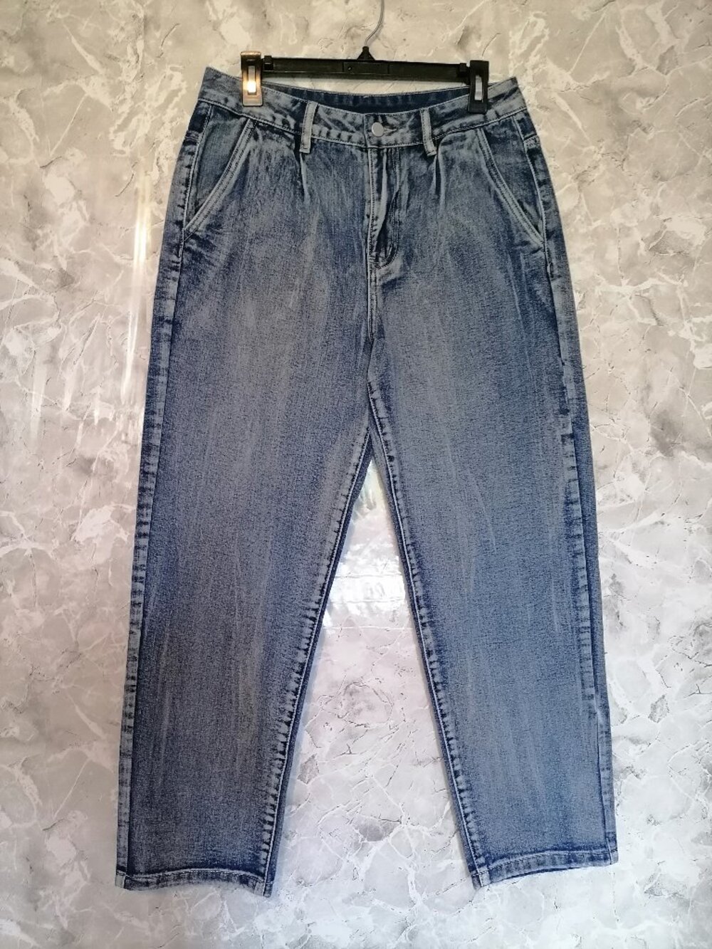 Vtg Y2K Inflation New Wave Street Culture Light Cropped Barrel Leg Jeans 30